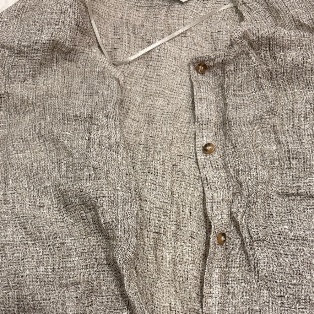 NOT FOR SALEZara Top 100% Linen Neutral Grey Loose Fitting Shirt (item #A22) - Picture 8 of 8